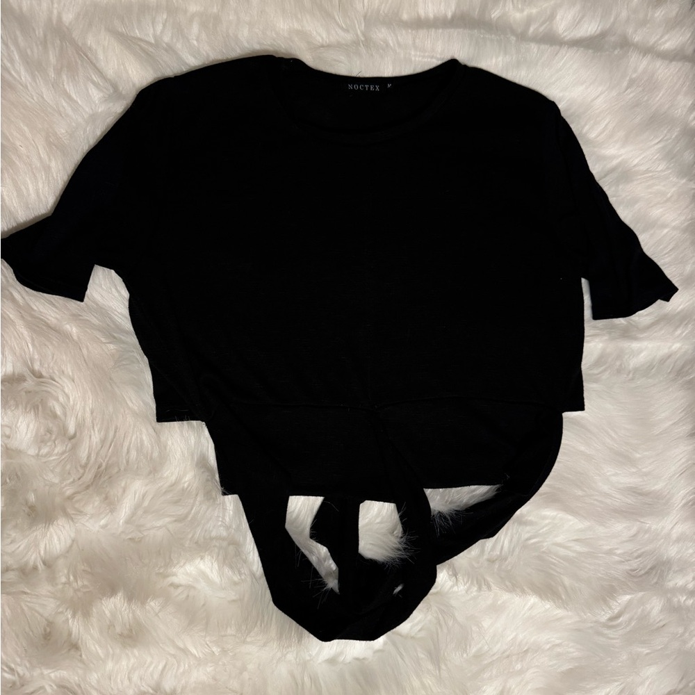 NOCTEX CROP WRAP TEE - BLACK